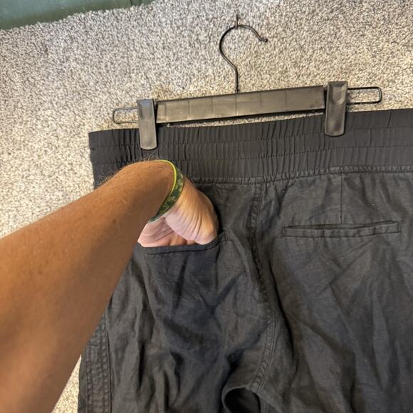 Athleta Pants Womens 4P Black Linen Jogger Elastic Waist Zip Pockets Cuffed - Picture 10 of 16